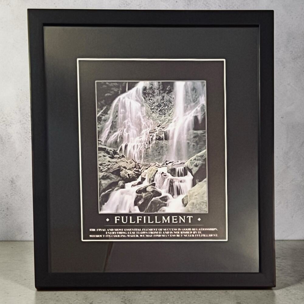 Successories Fulfillment Motivational Print Waterfall Wall Art Black Mat Framed